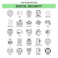 digitaal veiligheid lijn icoon reeks 25 stippel schets stijl vector