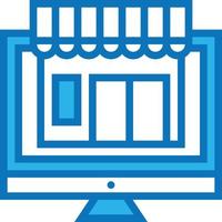 ecommerce online winkel bedrijf mart - blauw icoon vector