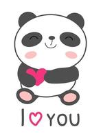 ik liefde u schattig panda met hart vector illustratie