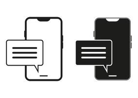 zwart en wit smartphone met tekst bericht vector icoon