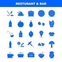 restaurant en bar solide glyph icoon voor web afdrukken en mobiel uxui uitrusting zo net zo voedsel stuk pizza eten voedsel maaltijd aardappel eten pictogram pak vector