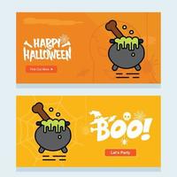 gelukkig halloween uitnodiging ontwerp met pot vector