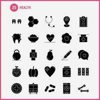 Gezondheid solide glyph icoon voor web afdrukken en mobiel uxui uitrusting zo net zo medisch hart ritme ritme noodgeval Peer medisch ziekenhuis pictogram pak vector