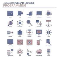 wijnoogst programmering icoon reeks 25 vlak lijn icoon reeks vector
