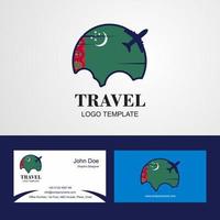 reizen turkmenistan vlag logo en bezoekende kaart ontwerp vector