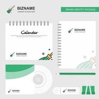 bezem logo kalender sjabloon CD Hoes dagboek en USB merk stationair pakket ontwerp vector sjabloon