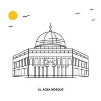 al aqsa moskee monument wereld reizen natuurlijk illustratie achtergrond in lijn stijl vector