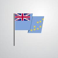 Tuvalu golvend vlag ontwerp vector