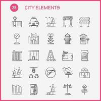 stad elementen hand- getrokken pictogrammen reeks voor infographics mobiel uxui uitrusting en afdrukken ontwerp omvatten auto voertuig reizen vervoer schommel kinderen parken Speel eps 10 vector