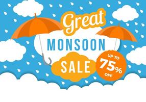 Gratis Monsoon Great Sale Template Poster Vector