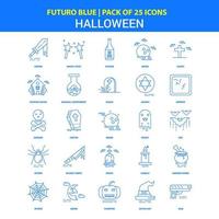 halloween pictogrammen futuro blauw 25 icoon pak vector