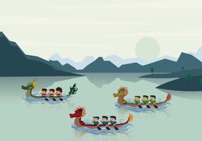 Dragon Boat Race in Rivier Illustration vector