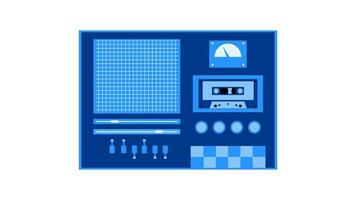 oud retro blauw wijnoogst muziek- cassette plakband opnemer met magnetisch plakband Aan haspels en luidsprekers van de jaren 70, jaren 80, jaren 90. mooi icoon. vector illustratie