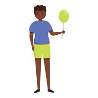 Afrikaanse jongen met ballon icoon, tekenfilm stijl vector