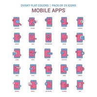 mobiel apps icoon duister vlak kleur wijnoogst 25 icoon pak vector