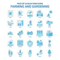 landbouw en tuinieren blauw toon icoon pak 25 icoon sets vector
