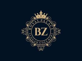 brief bz antiek Koninklijk luxe Victoriaans logo met sier- kader. vector