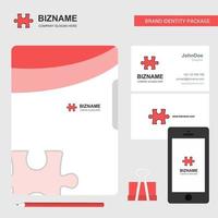puzzel stuk bedrijf logo het dossier Hoes bezoekende kaart en mobiel app ontwerp vector illustratie