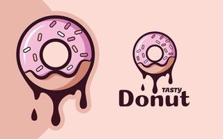testy donuts tekenfilm vector logo ontwerp illustratie met room druipend