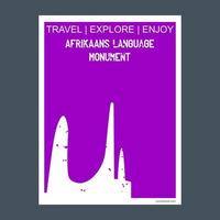 Afrikaans taal monument paarl zuiden Afrika monument mijlpaal brochure vlak stijl en typografie vector