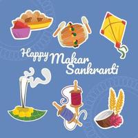 makar sankranti sticker pak vector