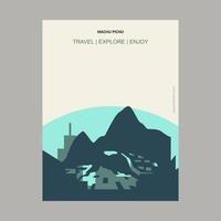 machu pichu cuzco regio Peru wijnoogst stijl mijlpaal poster sjabloon vector