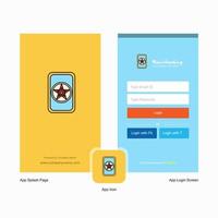 bedrijf kaart spel plons scherm en Log in bladzijde ontwerp met logo sjabloon mobiel online bedrijf sjabloon vector