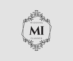 mi initialen brief bruiloft monogram logos verzameling, hand- getrokken modern minimalistisch en bloemen Sjablonen voor uitnodiging kaarten, opslaan de datum, elegant identiteit voor restaurant, boetiek, cafe in vector