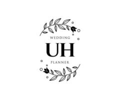 uh initialen brief bruiloft monogram logos verzameling, hand- getrokken modern minimalistisch en bloemen Sjablonen voor uitnodiging kaarten, opslaan de datum, elegant identiteit voor restaurant, boetiek, cafe in vector