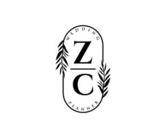 zc initialen brief bruiloft monogram logos verzameling, hand- getrokken modern minimalistisch en bloemen Sjablonen voor uitnodiging kaarten, opslaan de datum, elegant identiteit voor restaurant, boetiek, cafe in vector