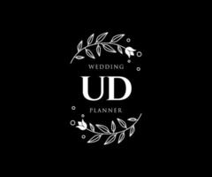 ud initialen brief bruiloft monogram logos verzameling, hand- getrokken modern minimalistisch en bloemen Sjablonen voor uitnodiging kaarten, opslaan de datum, elegant identiteit voor restaurant, boetiek, cafe in vector