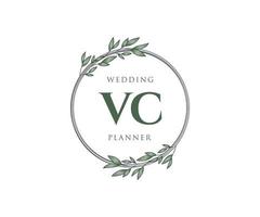 vc initialen brief bruiloft monogram logos verzameling, hand- getrokken modern minimalistisch en bloemen Sjablonen voor uitnodiging kaarten, opslaan de datum, elegant identiteit voor restaurant, boetiek, cafe in vector