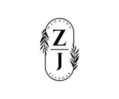 zj initialen brief bruiloft monogram logos verzameling, hand- getrokken modern minimalistisch en bloemen Sjablonen voor uitnodiging kaarten, opslaan de datum, elegant identiteit voor restaurant, boetiek, cafe in vector