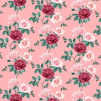 naadloze achtergrond met roze bloemen vector