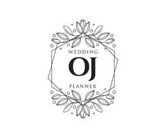 oj initialen brief bruiloft monogram logos verzameling, hand- getrokken modern minimalistisch en bloemen Sjablonen voor uitnodiging kaarten, opslaan de datum, elegant identiteit voor restaurant, boetiek, cafe in vector