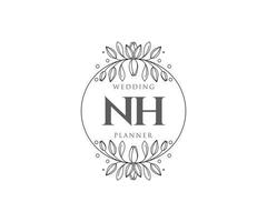 nh initialen brief bruiloft monogram logos verzameling, hand- getrokken modern minimalistisch en bloemen Sjablonen voor uitnodiging kaarten, opslaan de datum, elegant identiteit voor restaurant, boetiek, cafe in vector