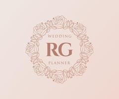 rg initialen brief bruiloft monogram logos verzameling, hand- getrokken modern minimalistisch en bloemen Sjablonen voor uitnodiging kaarten, opslaan de datum, elegant identiteit voor restaurant, boetiek, cafe in vector