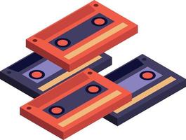 cassette plakband illustratie in 3d isometrische stijl vector