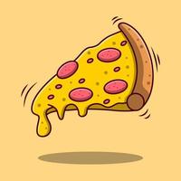 vliegende plak van pizza cartoon vector