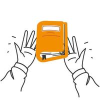 hand- getrokken hand- Holding boek illustratie vector