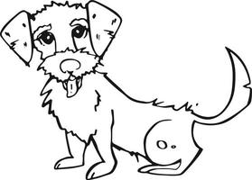 tekenfilm stijl. de hond shows zijn tong, de puppy geopend zijn mond. vector illustratie
