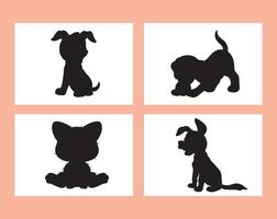 reeks van hond silhouet vector geïsoleerd Aan wit achtergrond dier kleur boek voor kinderen tekenfilm vector hond illustratie