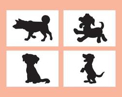 reeks van hond silhouet vector geïsoleerd Aan wit achtergrond dier kleur boek voor kinderen tekenfilm vector hond illustratie