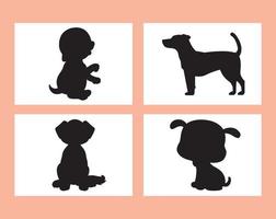 reeks van hond silhouet vector geïsoleerd Aan wit achtergrond dier kleur boek voor kinderen tekenfilm vector hond illustratie