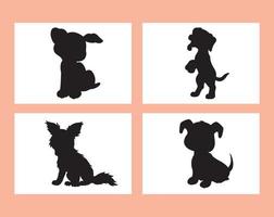 reeks van hond silhouet vector geïsoleerd Aan wit achtergrond dier kleur boek voor kinderen tekenfilm vector hond illustratie