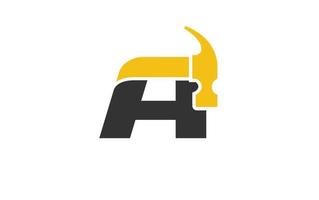 een logo bouw vector voor houtbewerking bedrijf. eerste brief hamer sjabloon vector illustratie voor uw merk.