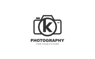 k logo fotografie voor branding bedrijf. camera sjabloon vector illustratie voor uw merk.