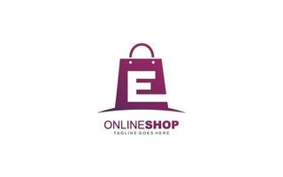 e logo online winkel voor branding bedrijf. zak sjabloon vector illustratie voor uw merk.