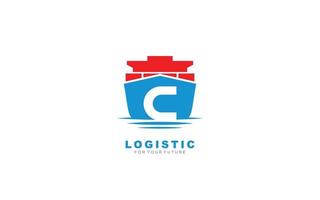 c logo logistiek voor branding bedrijf. Verzending sjabloon vector illustratie voor uw merk.