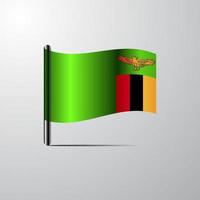 Zambia golvend glimmend vlag ontwerp vector